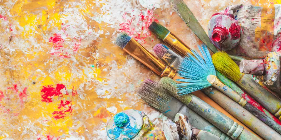 blending paints with brush